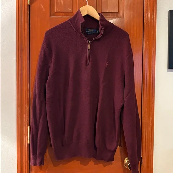 Polo by Ralph Lauren Burgundy V-Neck Sweater - Picture 1 of 4